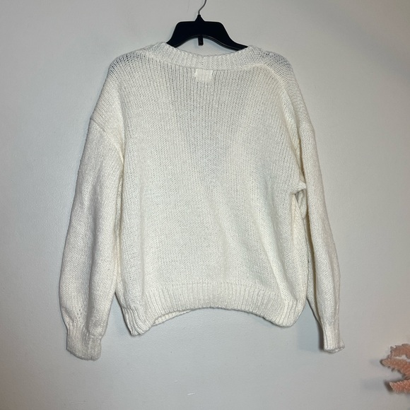 Luna Ivy White Black 3D Bow Appliqué Cardigan Sweater Medium - Picture 4 of 4